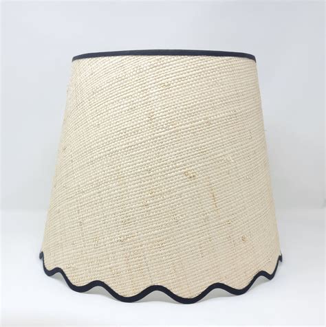 Raffia Lampshade Tapered Natural Scalloped Edges Trim Colours Clip On