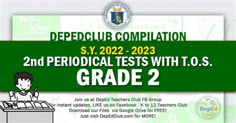 Grade 2 Compilation Of Summative Tests For Quarter 1 Deped Nbkomputer