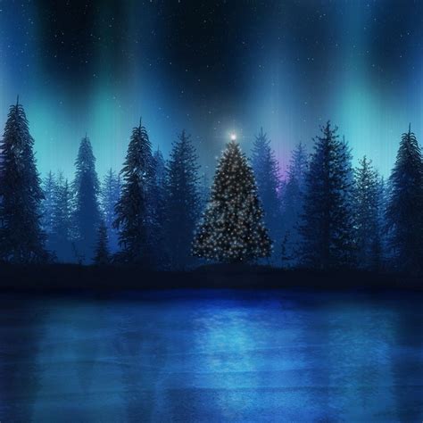 Northern Lights Christmas Background Wallpaper - Riset