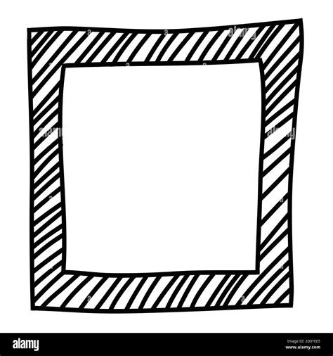 Square frame hand drawn with hatching, striped border. Black and white design element for ...