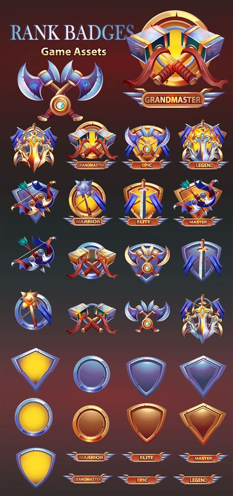 Rank Badges Game Assets 03 By Dionartworks Codester