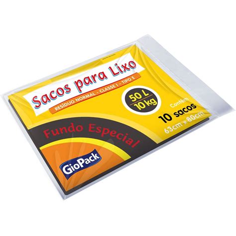 Saco De Lixo 50 Litros C 10 Unidades Preto Giopack Shopee Brasil