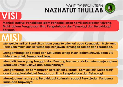 VISI MISI VALUE DAN TUJUAN Nazhatut Thullab