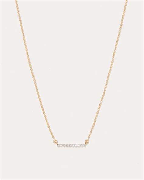 14K Gold Diamond Bar Necklace