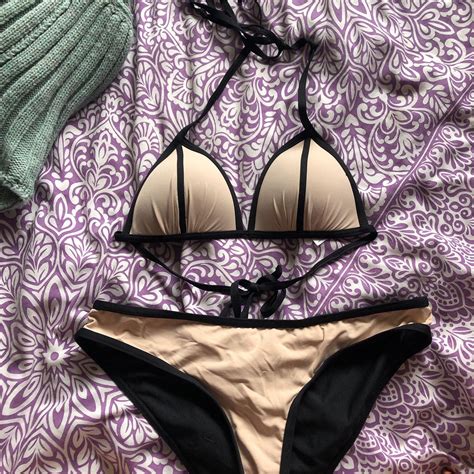 Beige And Black H M Bikini Never Worn FREE Depop