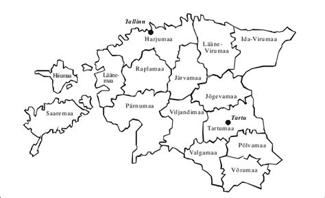 2. The map of Estonia by counties. | Download Scientific Diagram