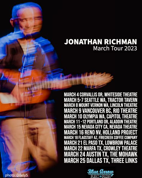 Jonathan Richman March Tour 2023 – Blue Arrow Records