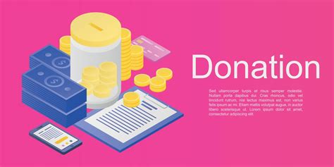 Donation concept banner, isometric style 8887511 Vector Art at Vecteezy