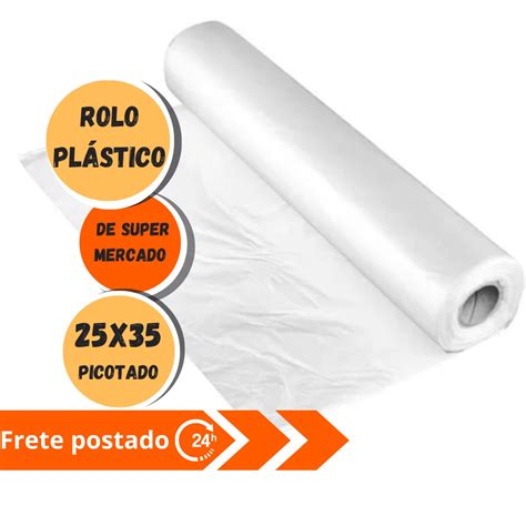 Rolo plástico 25 x 35 Bobina Picotada Saco Transparente Super mercado