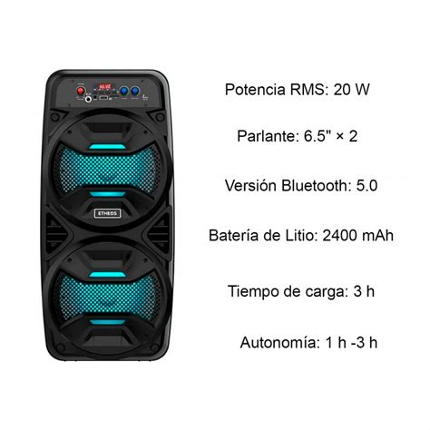 Parlante Bluetooth Portatil Etheos Usb Radio Fm Aux 20 Watts