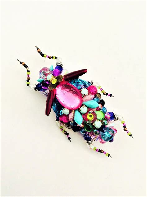 Frida Kahlo Inspired Beaded Bug Brooch Pin Faux Entomology Etsy