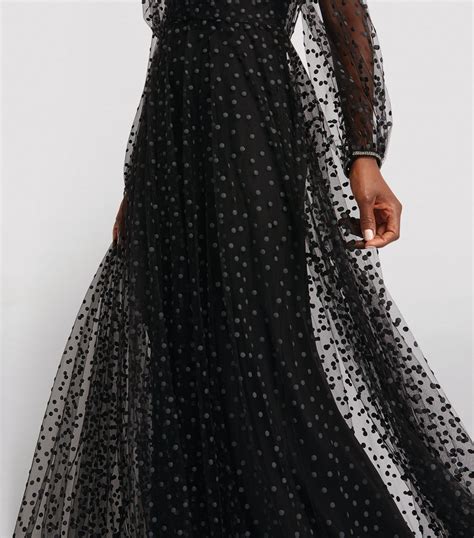 Monique Lhuillier Black Polka Dot Tulle Gown Harrods Uk