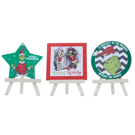 Dr Seuss The Grinch Who Stole Christmas Grinch Mini Sign Set 3 Pk