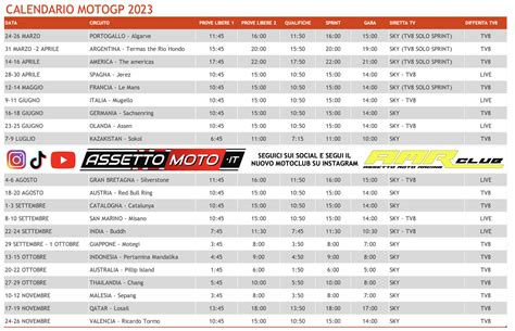 Calendario MotoGp 2023 Orari Diretta Tv AssettoMoto