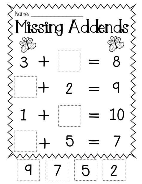 Missing Addends Missing Addend Practices Worksheets Math Centers