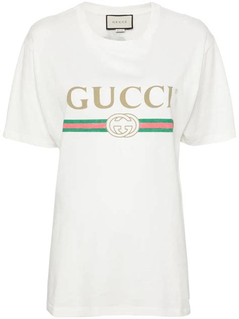 Gucci logo-print Cotton T-shirt | White | FARFETCH