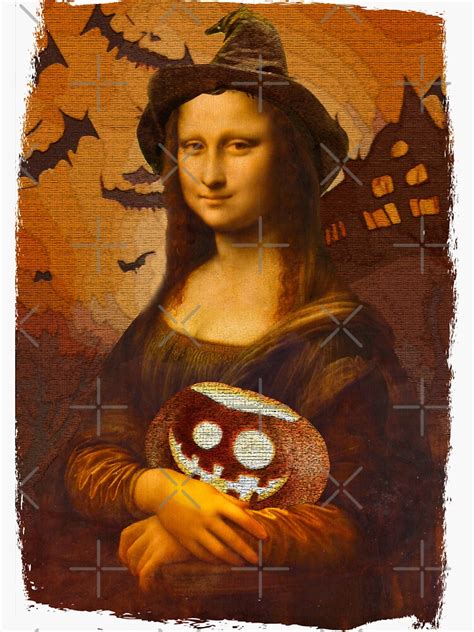 "Mona Lisa Halloween, Mona Lisa with Pumpkin Funny Art Lover" Sticker ...