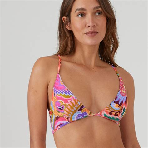 Printed Halterneck Bikini Top Printed La Redoute Collections La Redoute