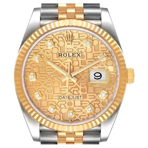 Rolex Datejust Gold Crystal Dial Steel Yellow Gold Diamond Watch