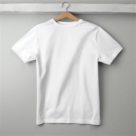 Una Camiseta Blanca Cuelga De Una Percha Con Una Tabla De Madera