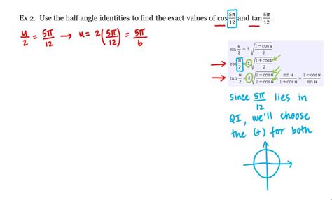 Math 1a 1b Pre Calculus Half Angle Identities Part 1 Youtube