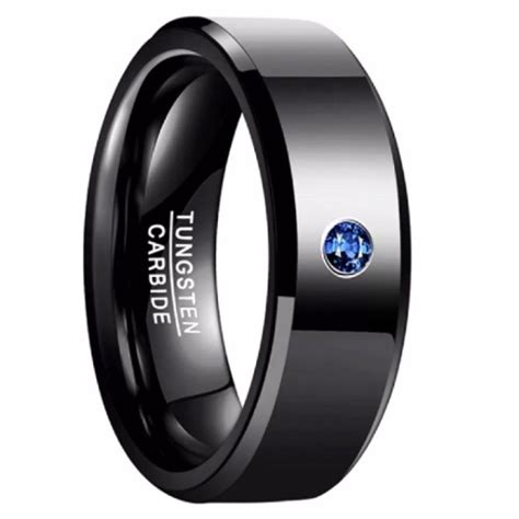 Jual Cincin Tungsten Carbide Original Black Blue Saphire Premium