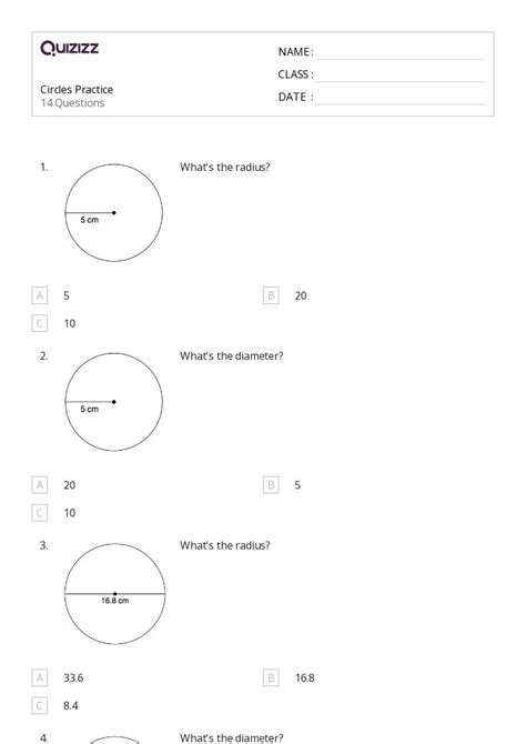 Circles Worksheets For Th Grade On Quizizz Free Printable