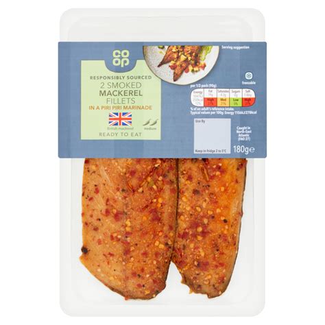 Co Op Responsibly Sourced 2 Smoked Mackerel Fillets 180g Co Op