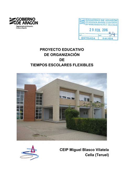 Pdf Proyecto Educativo De Organizaci N De Tiempos Escolares