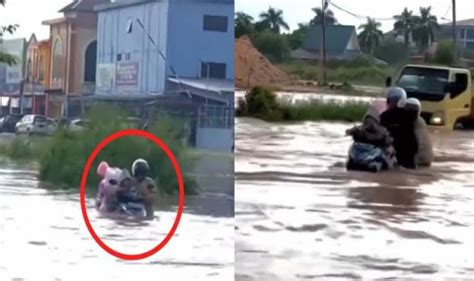 Viral Aksi Heroik Pria Selamatkan Ibu Anak Yang Terjebak Banjir Rela