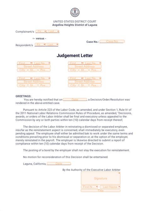 Judgement Letter Sign Templates Jotform