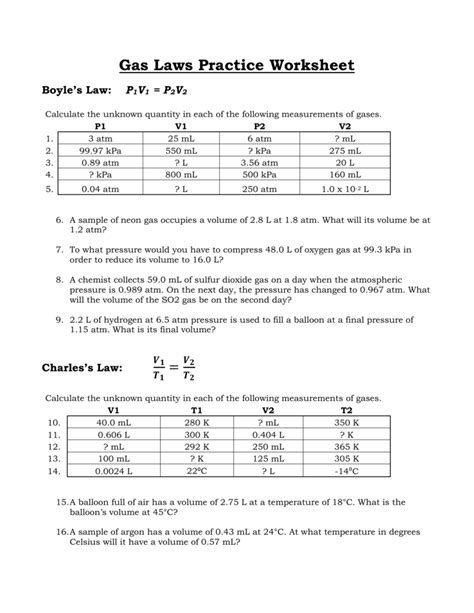 Gas Laws Practice Worksheet Boyles Law — Db