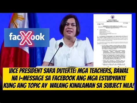 VP SARA DUTERTE MGA GURO BAWAL NA I MESSAGE SA FACEBOOK ANG MGA