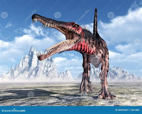 Le Dinosaur Du D Coupage D Au Dessus Du Chemin Rendent Le Spinosaurus