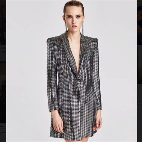 Zara Dresses Zara Metallic Blazer Dress Xs Poshmark