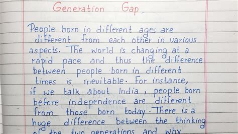 Write A Short Essay On Generation Gap Essay Writing English YouTube