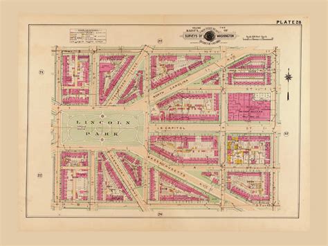 Plate 28, Lincoln Park - Washington DC 1921 Atlas Old Map Reprint