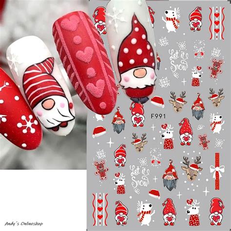 D Nagel Sticker Nail Art Weihnachten Xmas Selbstklebend Aufkleber