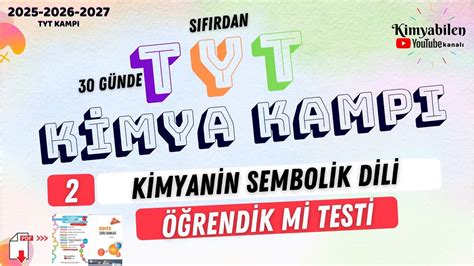 KİMYANIN SEMBOLİK DİLİ SORU ÇÖZÜMÜ TYT KİMYA KAMPI SORU ÇÖZÜMÜ HIZ