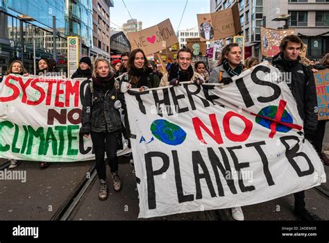 Climate strike, students with banners at the demonstration, Fridays for Future, Berlin, Germany ...