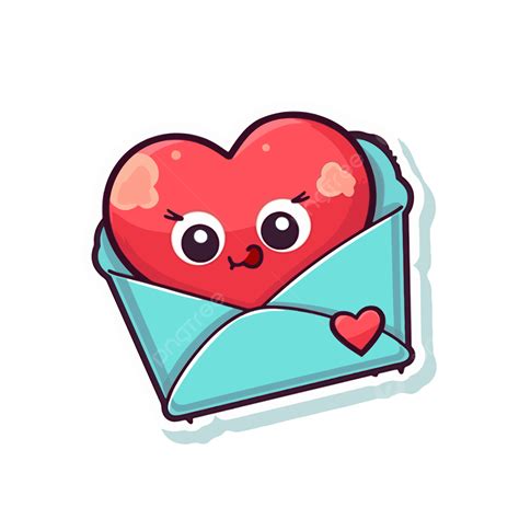 Cute Cartoon Heart In An Envelope Vector Clipart Valentines Day