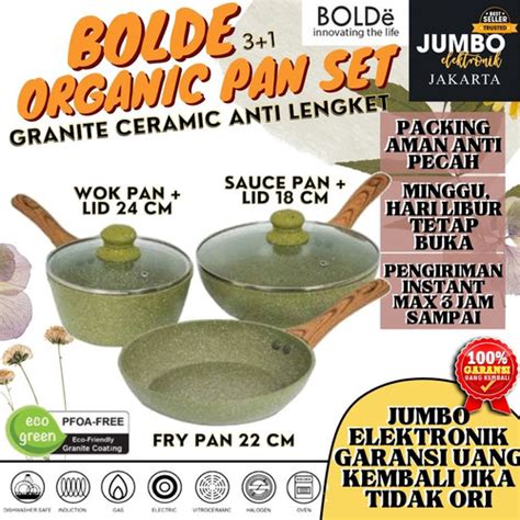 Promo Bolde Super Pan Organic Green Wok Set Pcs Panci Keramik Anti