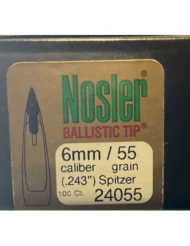 NOSLER PALLE BALLISTIC TIP SPITZER Cal 6mm 243 55grs 24055 Conf