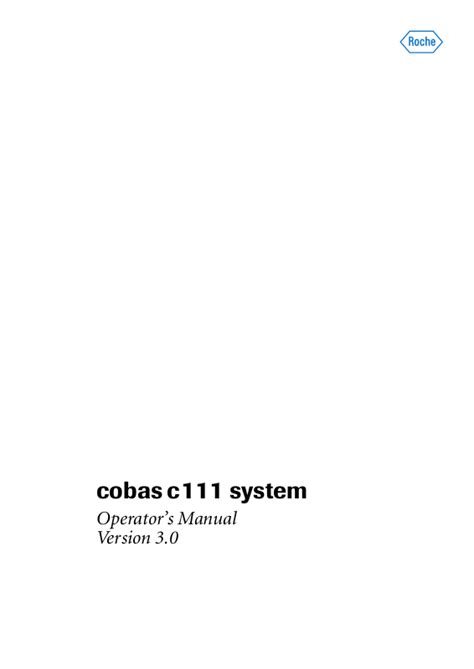 Roche Cobas C User Manual