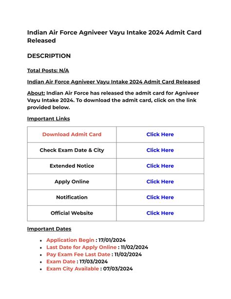 Ppt Indian Air Force Agniveer Vayu Intake Admit Card Released