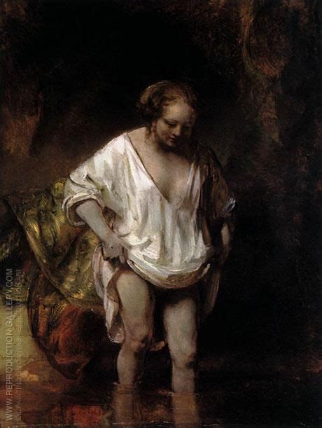 Hendrickje Bathing In A River 1654 By Rembrandt Van Rijn Replica