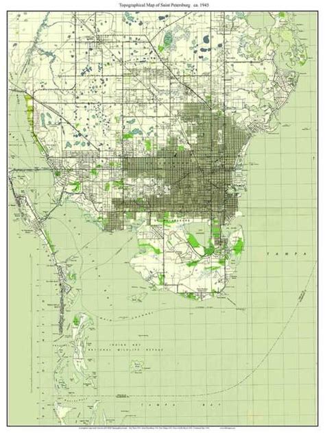 Saint Petersburg 1945 Custom Usgs Old Topo Map Florida Topo Map