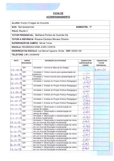 Modelo De Ficha De Acomp Nhamento Pedagogia Semin Rios Interdisciplinares