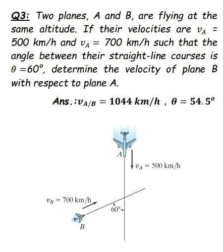 Solved Q Two Planes A And B Are Flying At The Same Chegg