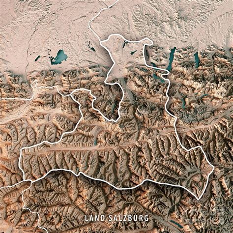 Land Salzburg Austria 3d Render Topographic Map Neutral Border Digital